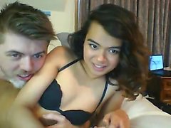 Busty ladyboy in stockings solo for webcam