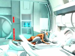 Sexy horny girl gets fucked by alien dickgirl in sci-fi lab