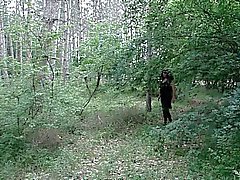 crossdresser in the woods