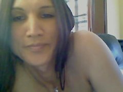 Native-American tgirl strikes sexy poses on the webcam