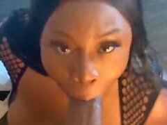 Sexy thick ebony bbw tranny swallows dick