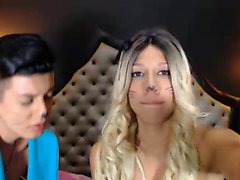 Shemale with big tits getting blowjob from lucky guy