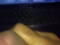 Stroking my cock as I watch a Tranny masturbate her cock