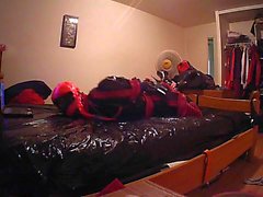Sissy escapes self hogtie