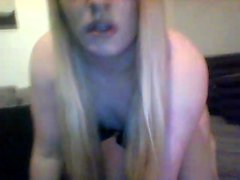 Tranny hottie striptease and masturbation all on webcam